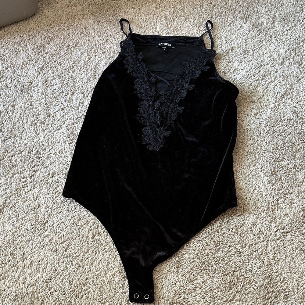 Express Black Velvet Bodysuit